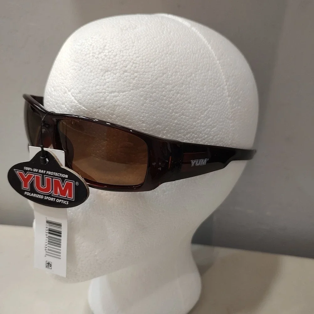 YUM Pradco Fishing UV Ray Protection Sunglasses translucent dark red Frame